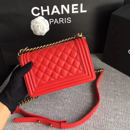 Boy Chanel Flap Shoulder Bag Sheepskin Leather A67085 Red