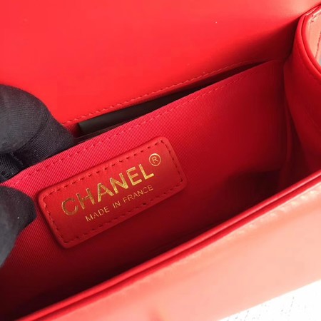 Boy Chanel Flap Shoulder Bag Sheepskin Leather A67085 Red