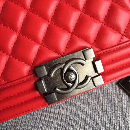 Boy Chanel Flap Shoulder Bag Sheepskin Leather A67085 Red