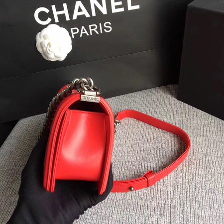 Boy Chanel Flap Shoulder Bag Sheepskin Leather A67085 Red