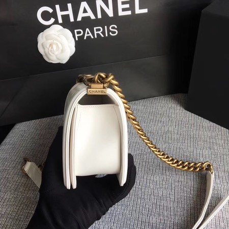 Boy Chanel Flap Shoulder Bag Sheepskin Leather A67085 White