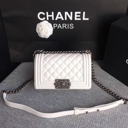 Boy Chanel Flap Shoulder Bag Sheepskin Leather A67085 White