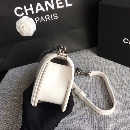 Boy Chanel Flap Shoulder Bag Sheepskin Leather A67085 White