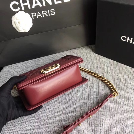 Boy Chanel Flap Shoulder Bag Sheepskin Leather A67085 Wine