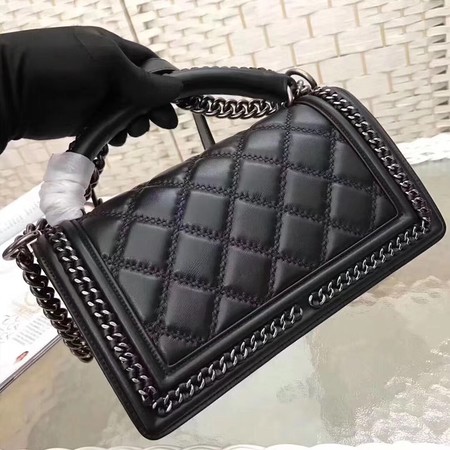 Boy Chanel Top Flap Bag Original Chevron Sheepskin A67085 Black