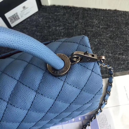 Chanel Classic Top Handle Bag Original Cannage Pattern A96901 Blue