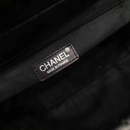 Chanel Tote Shopping Bag Sheepskin Leather A33654 Black