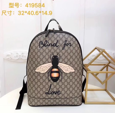 Gucci Bee Print GG Supreme Backpack 419584 Brown