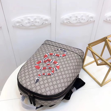 Gucci Kingsnake Print GG Supreme Backpack 419584 Brown