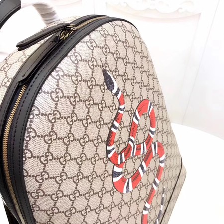 Gucci Kingsnake Print GG Supreme Backpack 419584 Brown