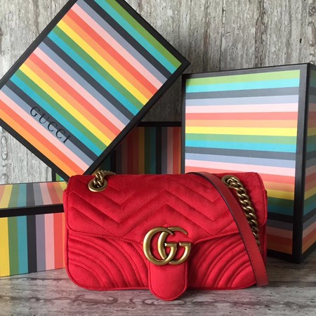 Gucci GG Marmont Small Chevron Shoulder Bag 443497 Red