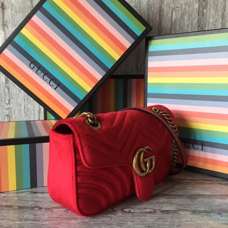 Gucci GG Marmont Small Chevron Shoulder Bag 443497 Red