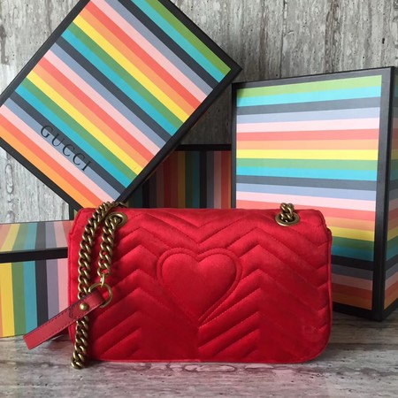 Gucci GG Marmont Small Chevron Shoulder Bag 443497 Red