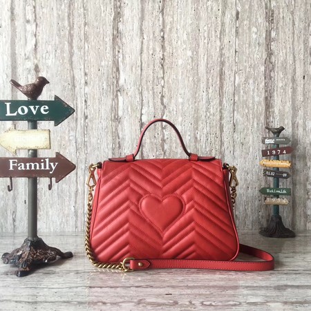 Gucci GG Marmont Small Top Handle Bag 498110 Red