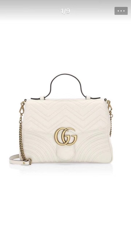 Gucci GG Marmont Small Top Handle Bag 498110 White