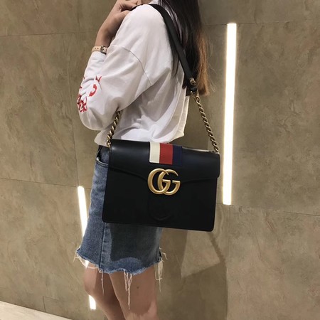 Gucci GG Marmont Leather Shoulder Bag 476468 Black