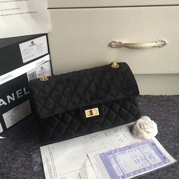 Chanel 2.55 Series Classic Flap Bag Original Nubuck Leather CF1112 Black