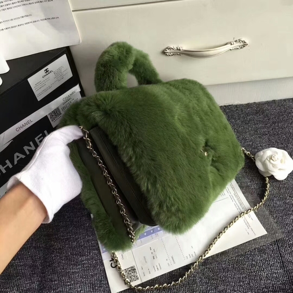 Chanel Original Leather Cony Hair Shoulder Bag CH5531 Green