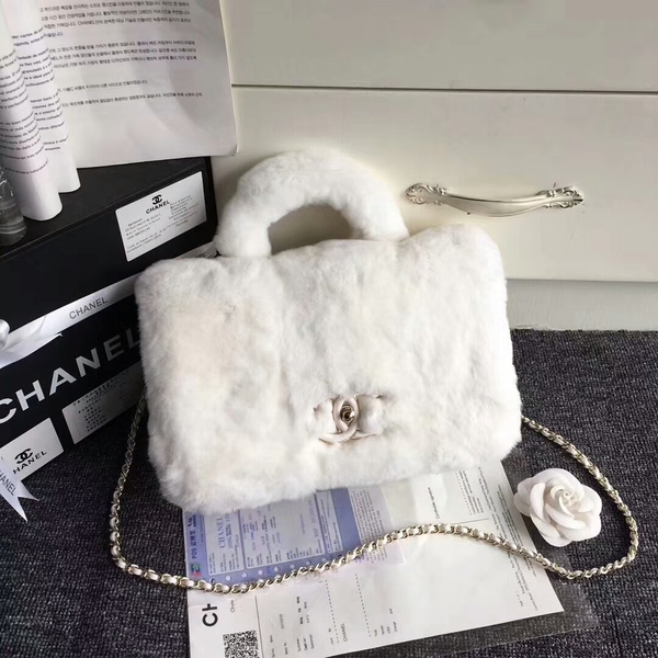 Chanel Original Leather Cony Hair Shoulder Bag CH5531 White