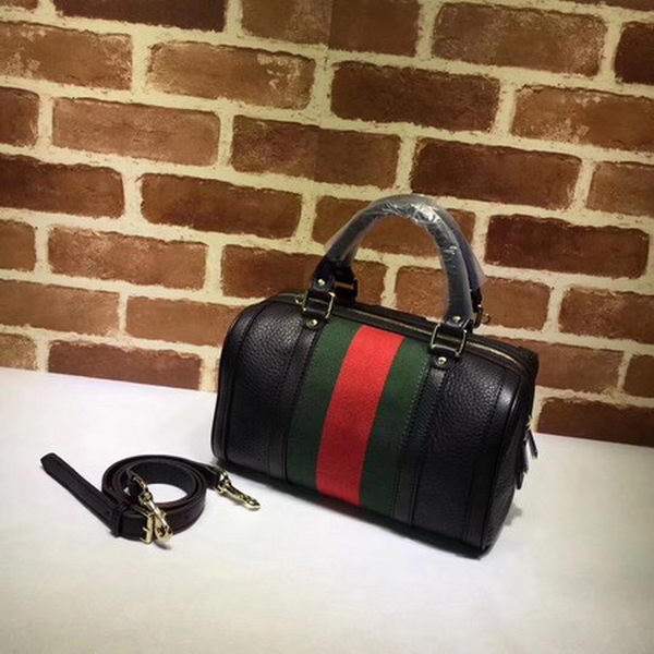 Gucci Vintage Leather Boston Bag 269876 Black