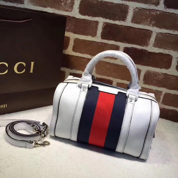 Gucci Vintage Leather Boston Bag 269876 White