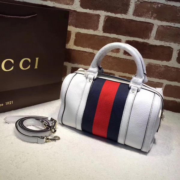 Gucci Vintage Leather Boston Bag 269876 White