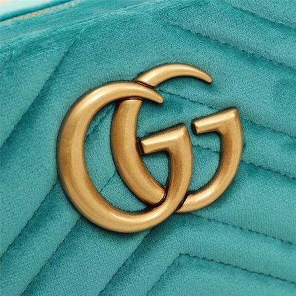 Gucci GG Marmont Matelasse Velvet Shoulder Bag 447632 Green