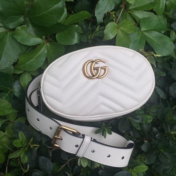 Gucci GG Marmont Leather Belt Bag 476434 White