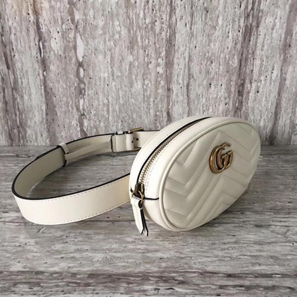 Gucci GG Marmont Leather Belt Bag 476434 White