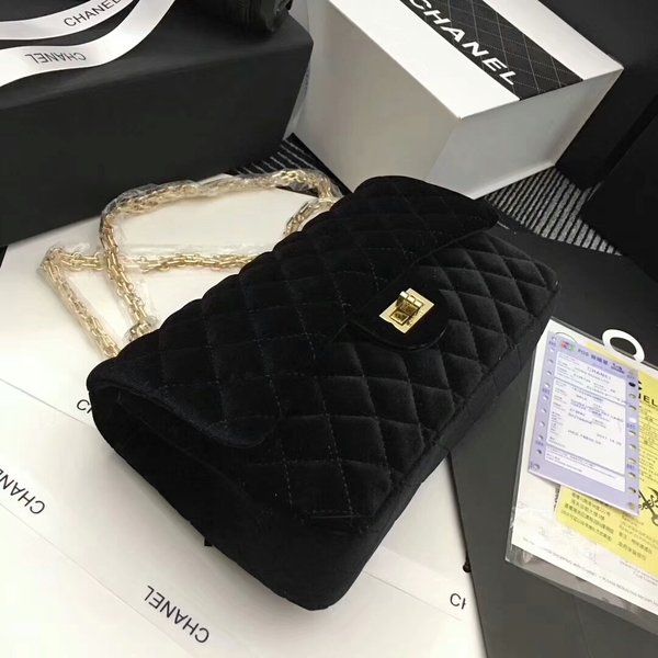 Chanel Suede Leather Flap Shoulder Bag CF8130 Black