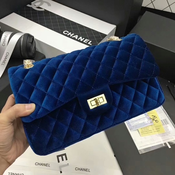 Chanel Suede Leather Flap Shoulder Bag CF8130 Blue