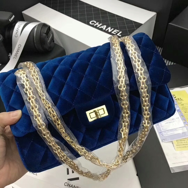 Chanel Suede Leather Flap Shoulder Bag CF8130 Blue