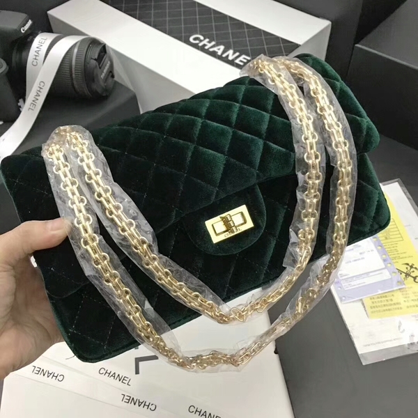 Chanel Suede Leather Flap Shoulder Bag CF8130 Green