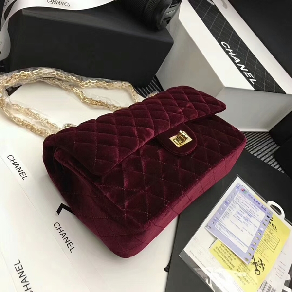 Chanel Suede Leather Flap Shoulder Bag CF8130 Marroon