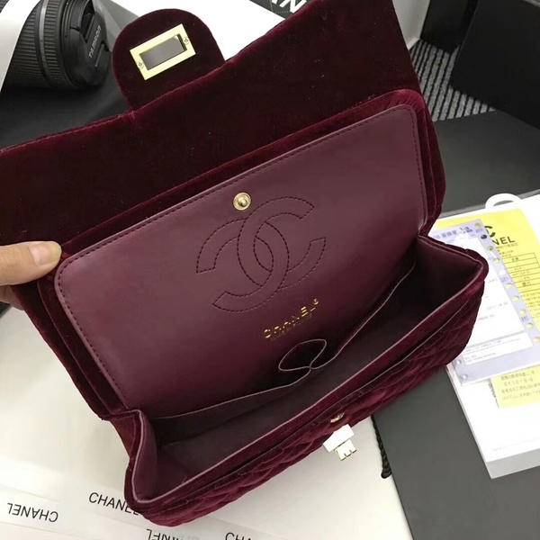 Chanel Suede Leather Flap Shoulder Bag CF8130 Marroon