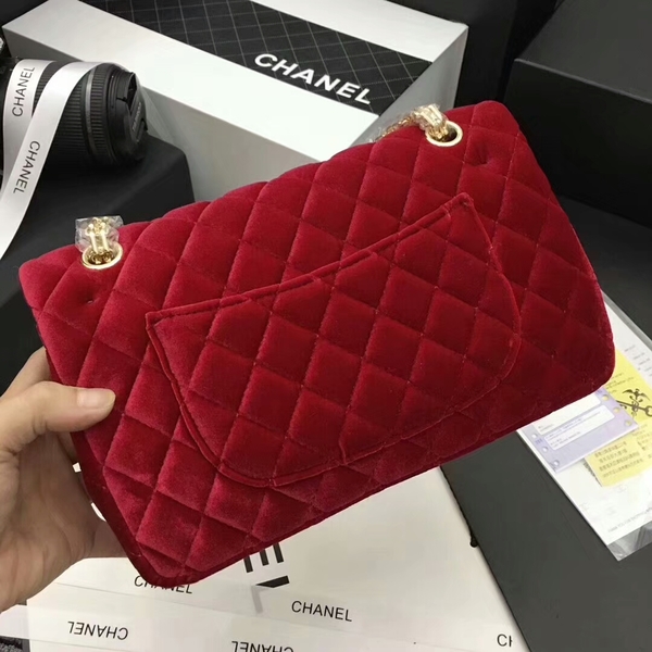 Chanel Suede Leather Flap Shoulder Bag CF8130 Red