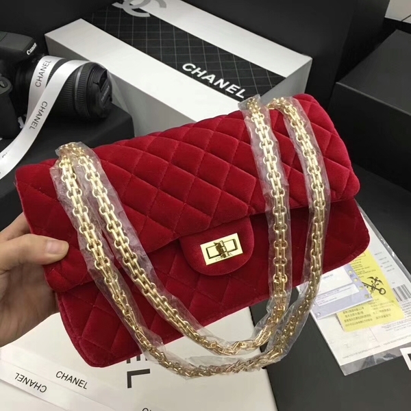 Chanel Suede Leather Flap Shoulder Bag CF8130 Red