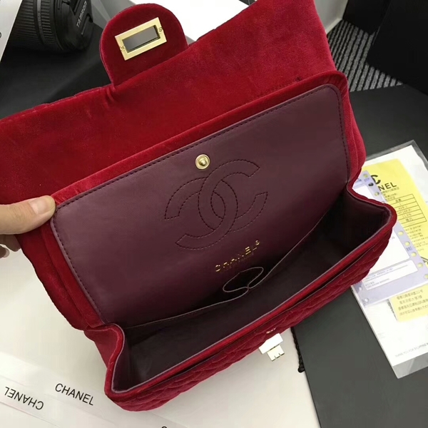 Chanel Suede Leather Flap Shoulder Bag CF8130 Red