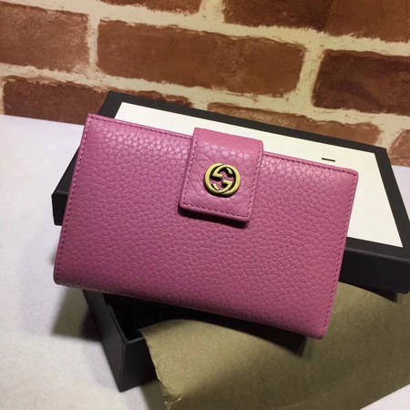 Gucci Calfskin Lether Wallet 337023 Rose