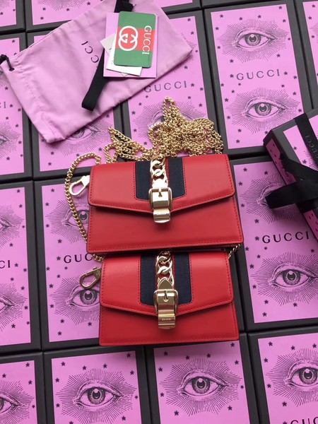 Gucci Sylvie Leather Shoulder Bag 494642 Red