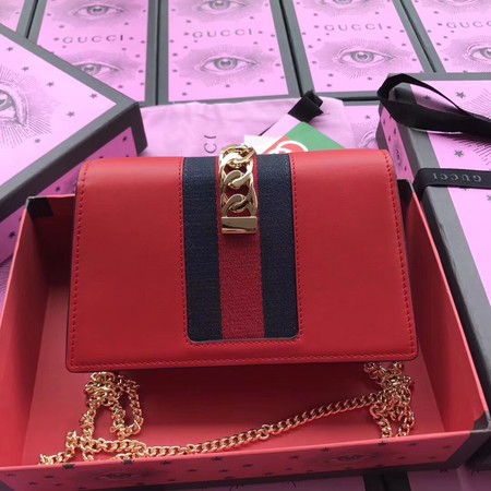 Gucci Sylvie Leather Shoulder Bag 494642 Red