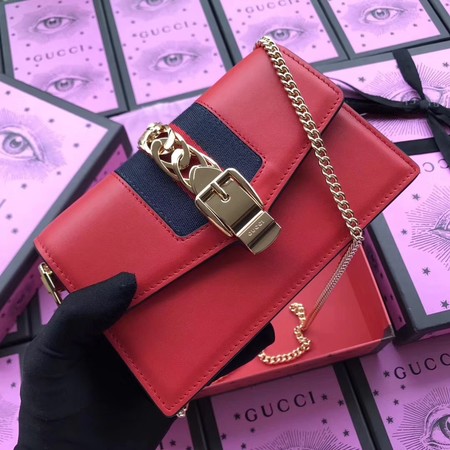 Gucci Sylvie Leather Shoulder Bag 494642 Red