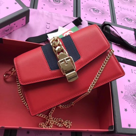 Gucci Sylvie Leather Shoulder Bag 494642 Red