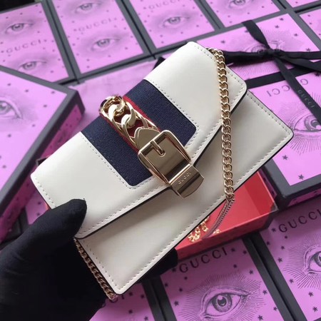 Gucci Sylvie Leather Mini Chain Bag 494646 OffWhite