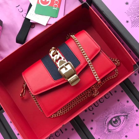 Gucci Sylvie Leather Mini Chain Bag 494646 Red