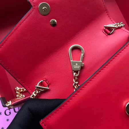 Gucci Sylvie Leather Mini Chain Bag 494646 Red