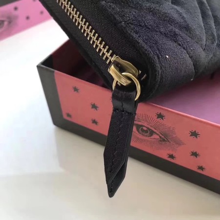 Gucci GG Marmont Velvet Zip Around Wallet 443123 Black