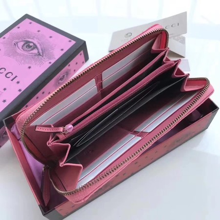 Gucci GG Marmont Velvet Zip Around Wallet 443123 Pink