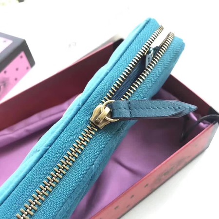 Gucci GG Marmont Velvet Zip Around Wallet 443123 SkyBlue