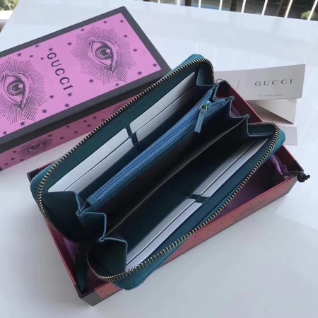 Gucci GG Marmont Velvet Zip Around Wallet 443123 SkyBlue